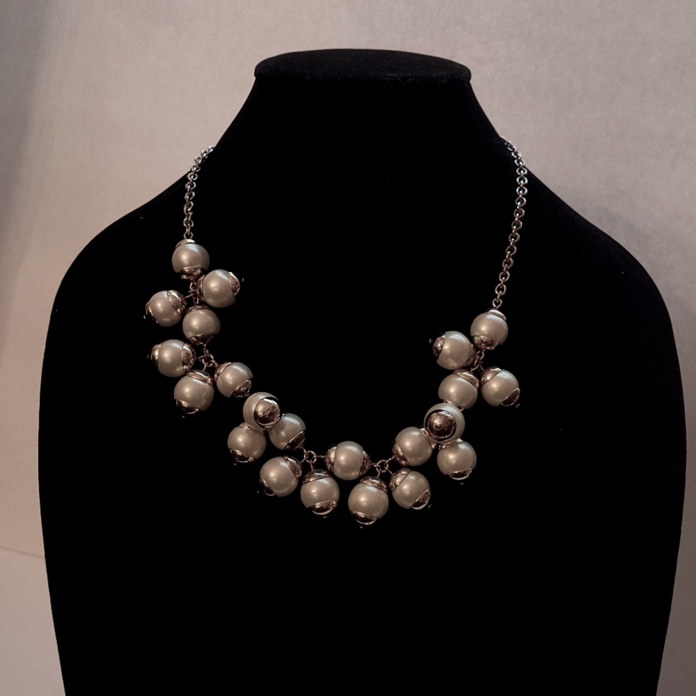 J Crew faux-pearl goldtone necklace